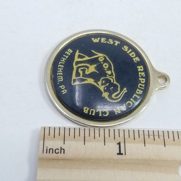 Vintage G.O.P West Side Republican Club Bethleham PA, Pendant Charm, Elephant - Picture 5 of 6